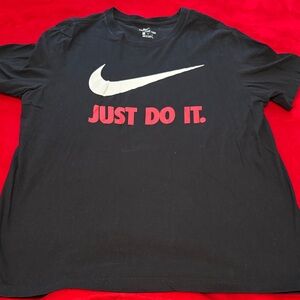 Nike Black T-Shirt with Red 'Just Do It' Slogan